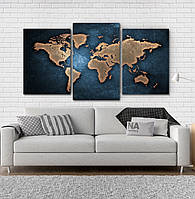 Модульна картина Poster-land Карта Світу Art-142_3 BS, код: 6501816