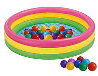 Детский надувной бассейн Intex с шариками Радужный 114х25 см (57412-1) ZZ, код: 1669295
