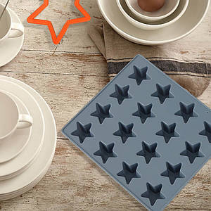 Форма для льоду та шоколаду Maestro Зірки MR-1058 16х14,5х1,9 см синя ID 4704435