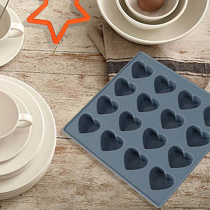 Форма для льоду та шоколаду Maestro Серця MR-1060 16х14,5х1,9 см синя ID 4704437