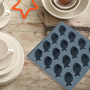 Форма для льоду та шоколаду Maestro Рибки MR-1061 16х14,5х1,9 см синя ID 4704438