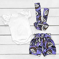 Комплект боди Dexters шорты повязочка cocogirl 86 см белый фиолетовый (13110871884) ZZ, код: 8329039