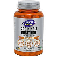 Аргинин NOW Foods Arginine Ornithine, 500 mg 250 mg 100 Caps MD, код: 7518242