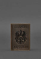 Кожаная обложка для паспорта с австрийским гербом темно-коричневая Crazy Horse BlankNote ZZ, код: 8131808