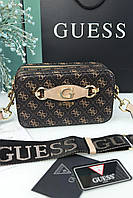 Сумка женская коричн+ беж Guess Гесс кросс-боди