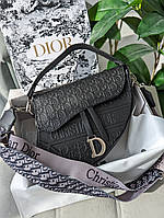 Женская сумка Кристиан Диор седло черный серебро Christian Dior