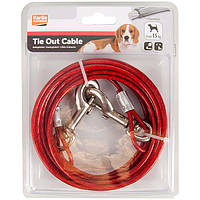 Привязь для собак Flamingo Tie Out Cable до 15 кг трос 5 м d4 мм Красный (5400274717720) ZK, код: 7890901