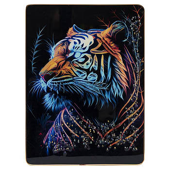 Інтер'єрна картина для декору стін у будинку з камінням та малюнком Тигр з блакитними очима 30х40 см F078