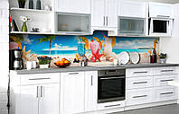 Наклейка на скинали Zatarga на кухню «Коктейли на пляже» 650х2500 мм виниловая 3Д наклейка ку ZK, код: 6510979