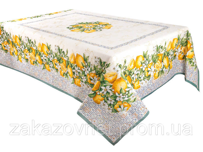 Кухонна скатертина Lefard 140х240 см З квітами та лимонами (AL219126) ZK, код: 8202550