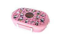 Ланч-бокс для обедов Supretto Hello Kitty Хелло Китти с ложечкой 700 мл Розовый ZK, код: 6649735