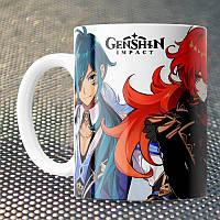 Чашка Fan Girl Кейя и Дилюк Геншин Импакт - Genshin Impact (15729) 330 мл Белый ZK, код: 7599505