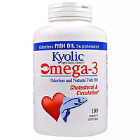 Омега 3 Kyolic Aged Garlic Extract Cholesterol Circulation Health 180 Softgels ZK, код: 7907805