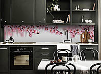 Наклейка на скинали Zatarga на кухню «Розовые цветы Вишни» 650х2500 мм виниловая 3Д наклейка ZK, код: 5867420