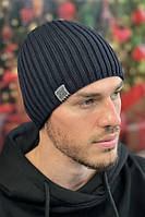 Мужская зимняя шапка «Грант» Braxton темно-синий + черный 56-59 ZK, код: 8221168
