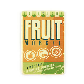 Магніт вінтаж "Fruit Market", метал, 10 х 8 см