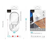 Адаптер мережевий KONI STRONG Type-C cable K3 (T) |1USB, 2.1A, 10.5W| 4756014