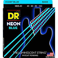 Струны для бас-гитары DR NBB-40 Hi-Def Neon Blue K3 Coated Light Bass Guitar 4 Strings 40 100 IB, код: 6556093