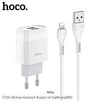 Адаптер мережевий Hoco Lightning Cable Glorious C73A |2USB, 2.4A| 4755994
