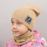Детская шапка с хомутом КАНТА TikTok размер 52-56 беж (OC-992) GL, код: 6489506