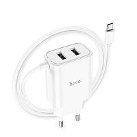 Адаптер мережевий Hoco Micro USB Cable Courser dual-port charger C103A |2USB, 2.1A| 4756139
