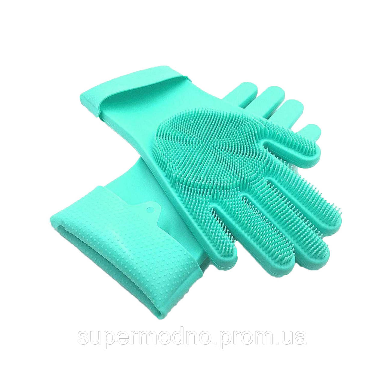 Рукавички зі щіткою для прибирання та миття посуду Kitchen Gloves 5511 MN, код: 8179033