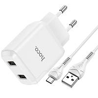 Адаптер мережний HOCO Micro USB cable Speedy dual port charger set N7 | 2USB, 2.1A | (Safety Certified) 4756065