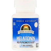 Мелатонин для сна Source Naturals Melatonin 1 mg 100 Lozenges Peppermint Flavor SNS-00709 GL, код: 7705929