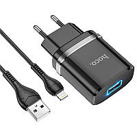 Адаптер мережевий Hoco Lightning Cable Ardent charger set N1 |1USB, 2.4A, 12W| (Safety Certified) 4756044