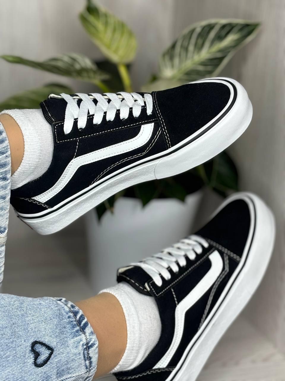 Кеди молодіжні чорно-білі універсальні низькі Vans Old Skool