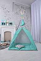 Детская палатка Wigwamhome серо-мятный 150х150х200см GL, код: 7737201