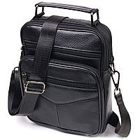Вместительная мужская сумка кожаная 21271 Vintage Черная MN, код: 8197023