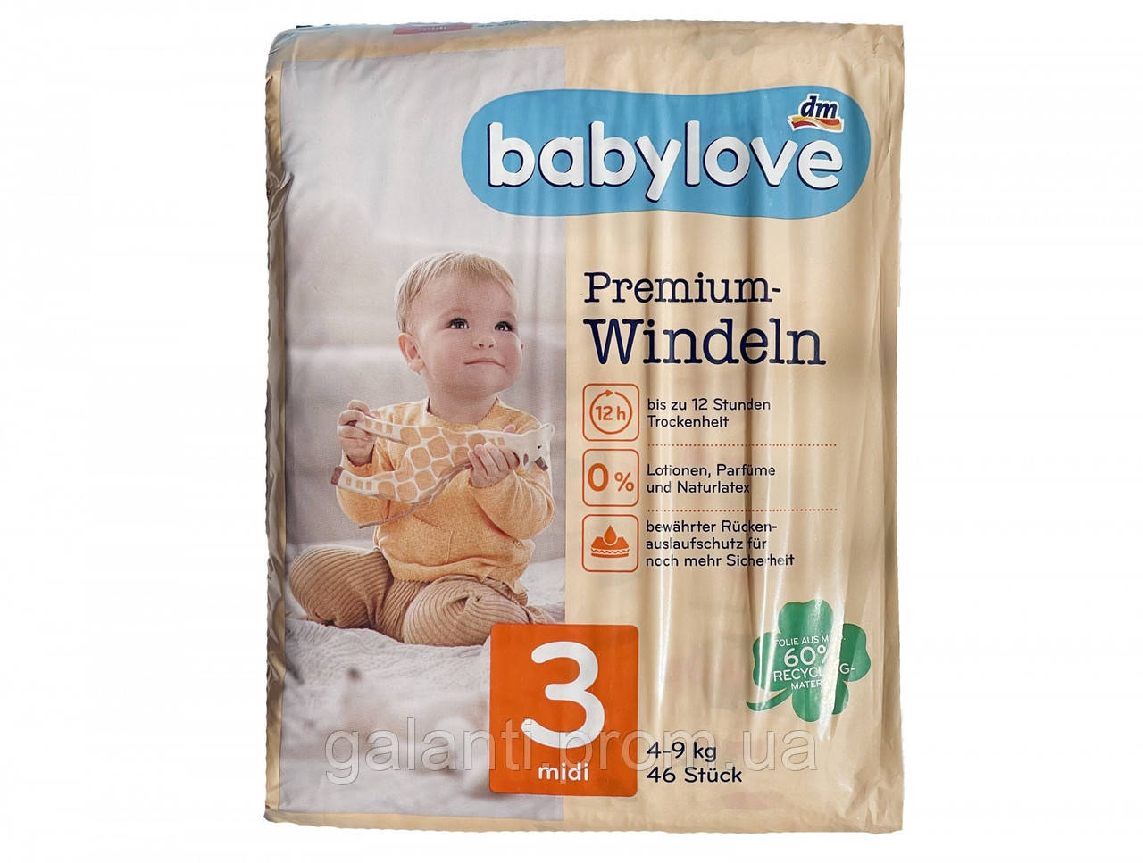 Дитячі одноразові підгузки Babylove Premium 3 midi 4-9 кг 46 шт GL, код: 8104962