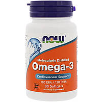 Рыбий жир Now Foods Omega-3 1000 мг 30 гелевых капсул (NF1649) MN, код: 1771549