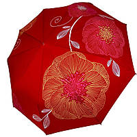 Женский складной зонт полуавтомат на 9 спиц от Toprain с принтом цветов красный 0137-6 GL, код: 8324202