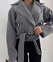 Женская весенняя модная куртка-косуха из кашемира с молниями размеры S-XL