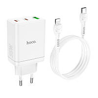 Адаптер мережевий HOCO Type-C to Lightning cabel Start three-port charger N33 |1USB/2Type-C, PD/QC, 35W/3A| 4756203