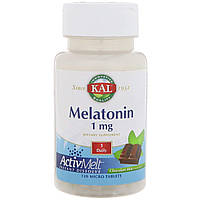 Мелатонин Melatonin KAL вкус шоколада и мяты 1 мг 120 таблеток BS, код: 7586581