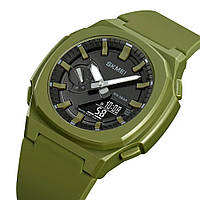 Фирменные спортивные часы SKMEI 2091AGBK, Военные мужские наручные часы зеленые, GZ-177 армейские оригинал