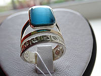 Серебряное кольцо с золотой пластинкой и улекситом серебро украшения печатка перстень камень