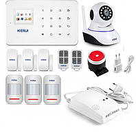 Беспроводная GSM сигнализация Kerui G18 + WI-FI IP камера для 3-х комнатной квартиры (UDUFD89 HR, код: 1622845