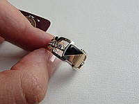 Мужской перстень Печатка серебряная с золотой пластиной и ониксом 18 размер Возможен заказ любого размера