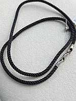 Шелковый шнурок нитка с серебряным замком Серебро 925 Шнурок мужской 60 см Возможен заказ любого размера