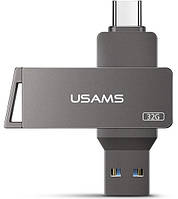 Флешка USAMS US-ZB199 Type-C OTG USB3.0 32GB серая BS, код: 7422509