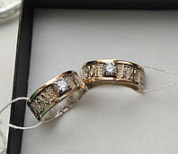 Кольцо серебряное с камнем и золотой вставкой Спаси и сохрани Кольца венчальные золото позолота серебро 925