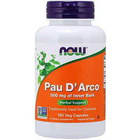 Антипаразитарный препарат NOW Foods Pau D'Arco 500 mg 100 Veg Caps TS, код: 7518520