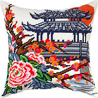 Набір для вишивання декоративної подушки Чарівниця Японський сад 40×40 см V-334 BS, код: 7243281