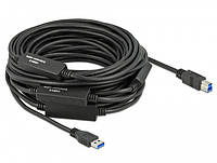 Кабель Delock USB3.0 A-B M M 20.0m Active v3.2Gen1 AWG24+28 D5.5mm Черный (70.08.5382) TS, код: 8345622