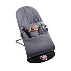 Дитячий шезлонг-гойдалка SBT group BABY Balance Soft A1 з дугою з іграшками темно-сіра бавовна, 8325139 — 704