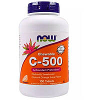 Витамин C NOW Foods Chewable C-500 100 Tabs Natural Orange Juice Flavor NF0630 HR, код: 7518296